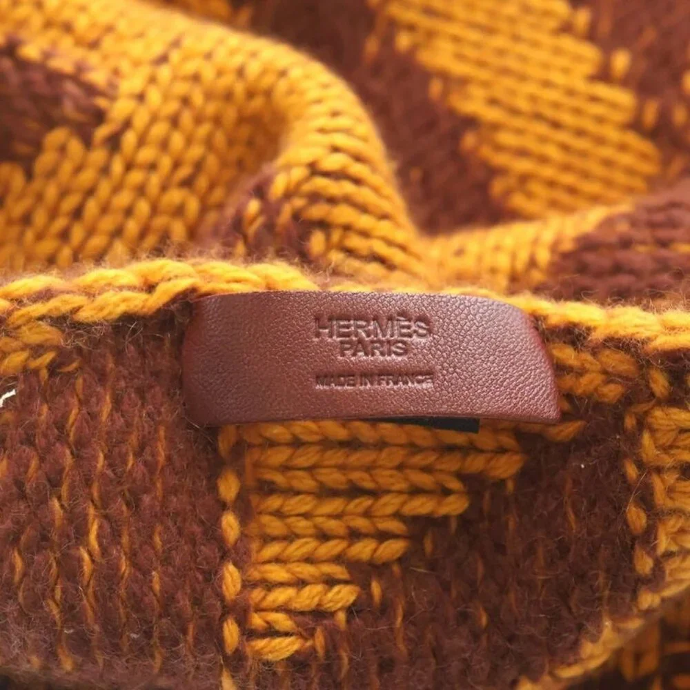 Hermes Lambskin Leather Fringe Logo Scarf - Picture 5 of 6